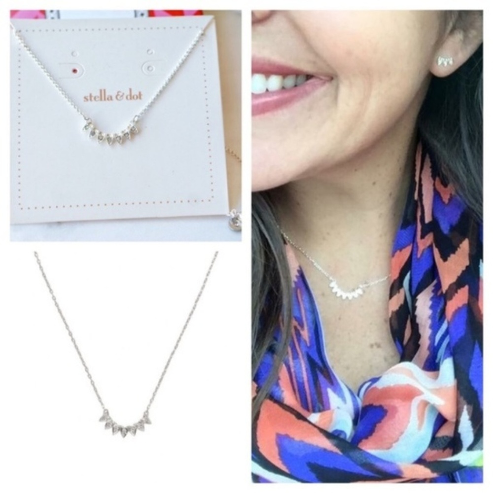 Stella & Dot | NWT Delicate Dainty Silver + Rhinestone Aurora Necklace R… - Picture 8 of 9